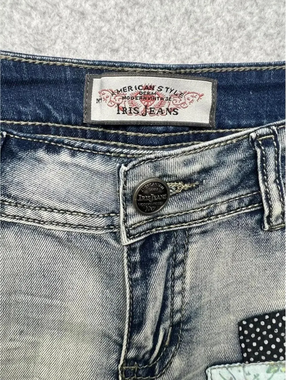 VTG Y2k 90s patchwork Micro Mini Denim Jeans Shorts S Iris Jeans Modern Vintage